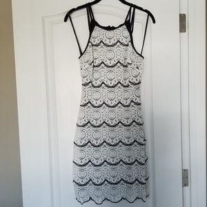 White w/black scallop detail dress by Guess!